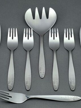 WMF Rostfrei 155 Stainless Rostfrei Engraved Fish Set of 10 Pieces